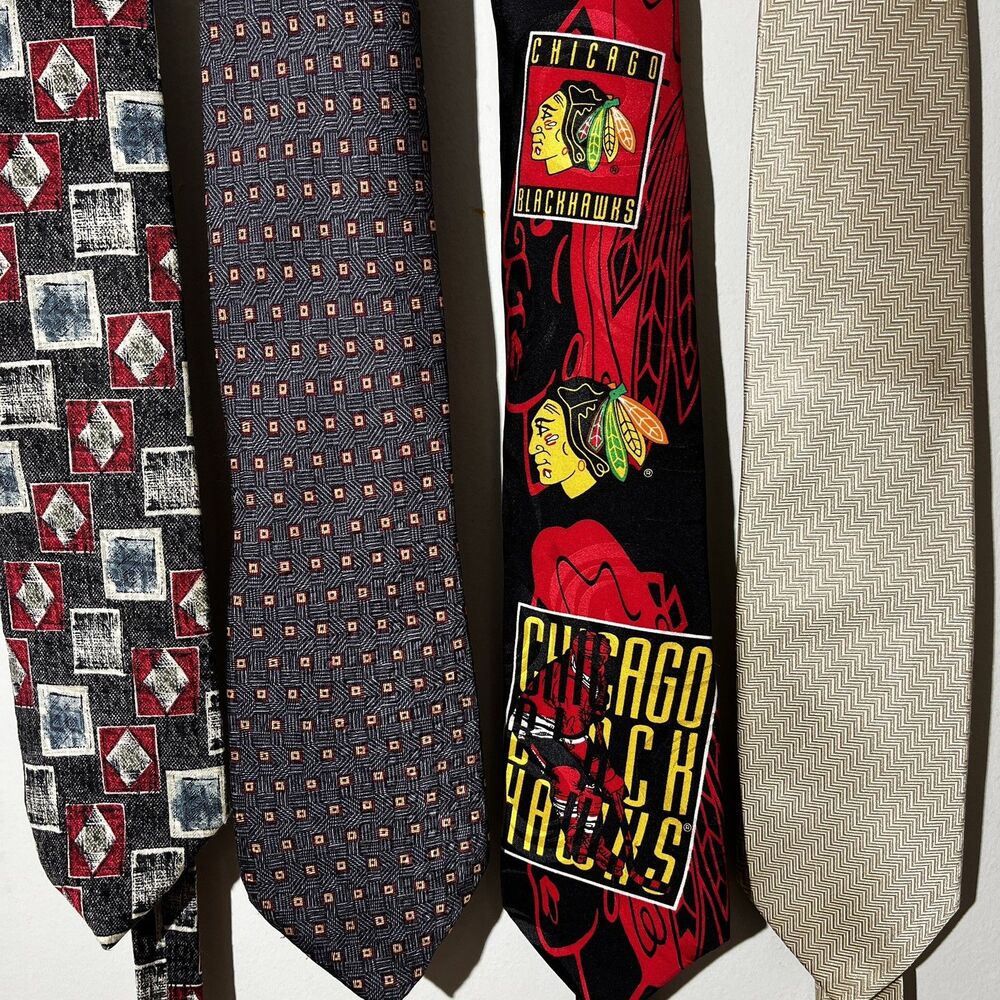 Silk tie lot Black Hawks Classic Geometric Zipper necktie Father’s Day